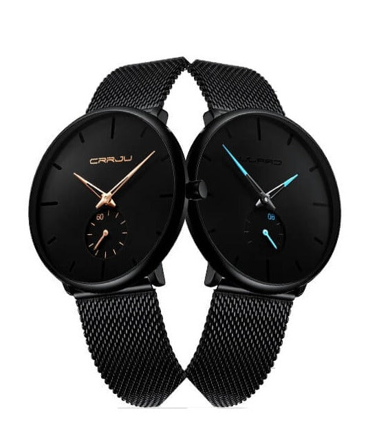 TechnoVibe Luxe: Elegante schwarze Edelstahl-Uhr – Zeitlose Eleganz, Modern & Minimalistisch