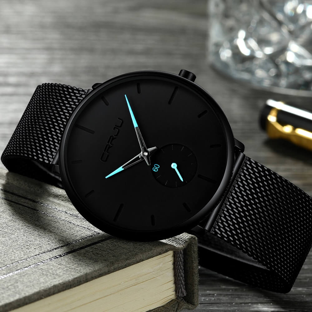 TechnoVibe Luxe: Elegante schwarze Edelstahl-Uhr – Zeitlose Eleganz, Modern & Minimalistisch