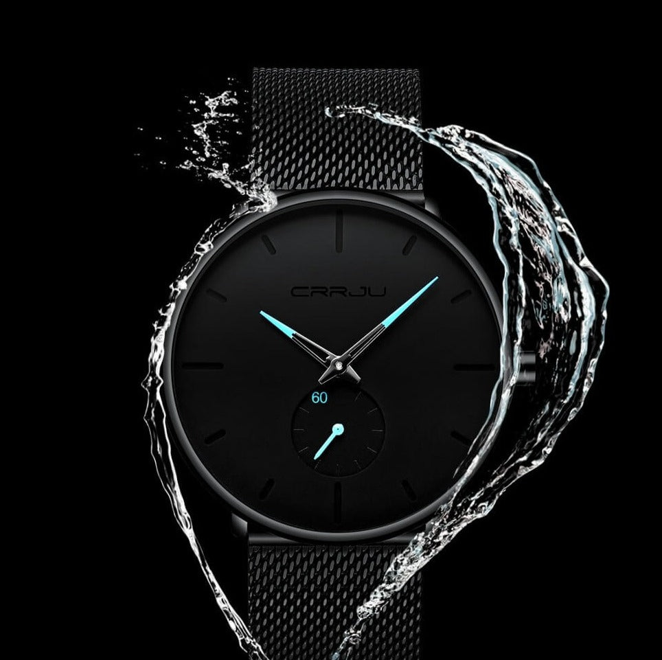 TechnoVibe Luxe: Elegante schwarze Edelstahl-Uhr – Zeitlose Eleganz, Modern & Minimalistisch