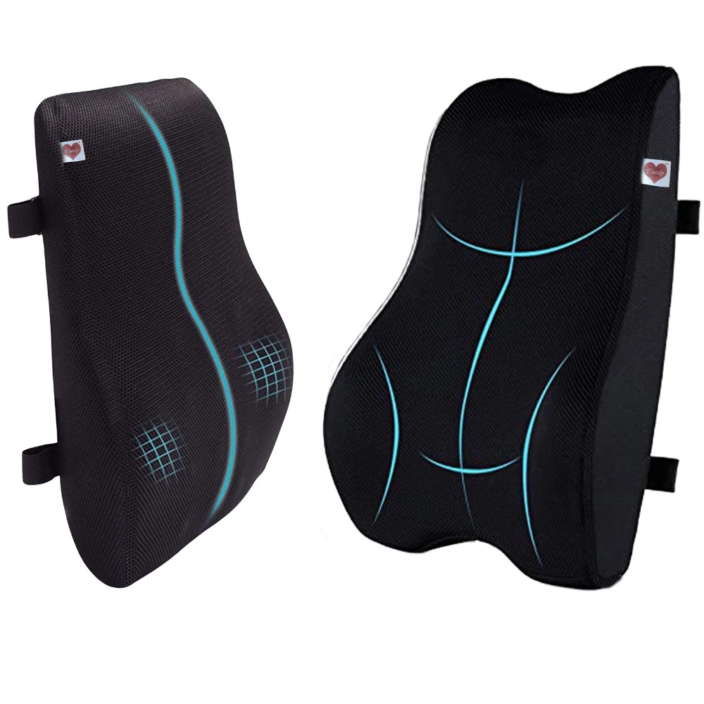 ComfortAlign Ergonomisches Lordosenkissen – Schwarze Rückenstütze für Bürostühle