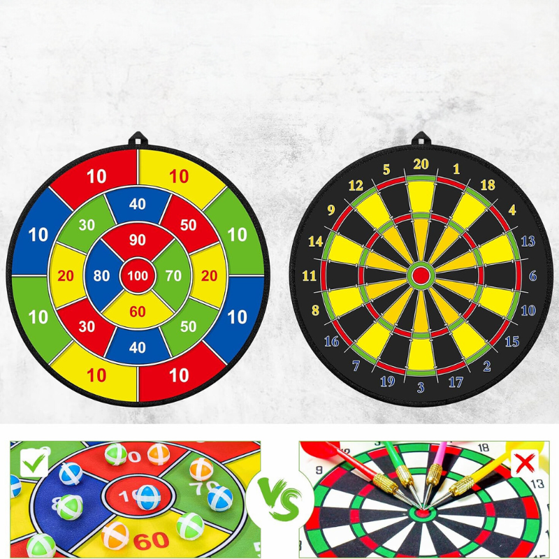 FunVenture Kinder Dartscheibe – Doppelseitiges Ziel mit sicheren Haftpfeilen für Indoor- & Outdoor-Spielspaß