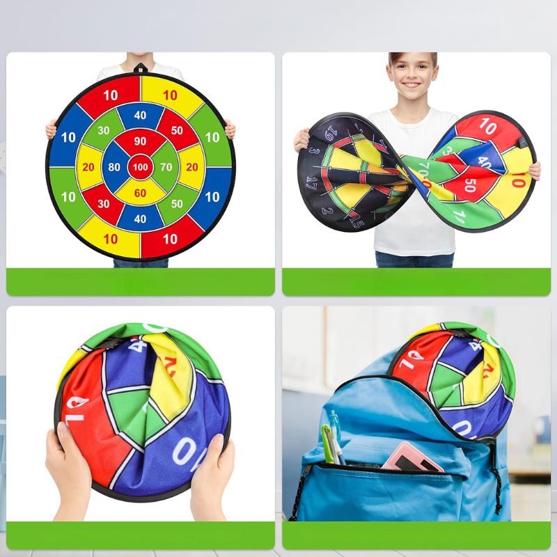 FunVenture Kinder Dartscheibe – Doppelseitiges Ziel mit sicheren Haftpfeilen für Indoor- & Outdoor-Spielspaß