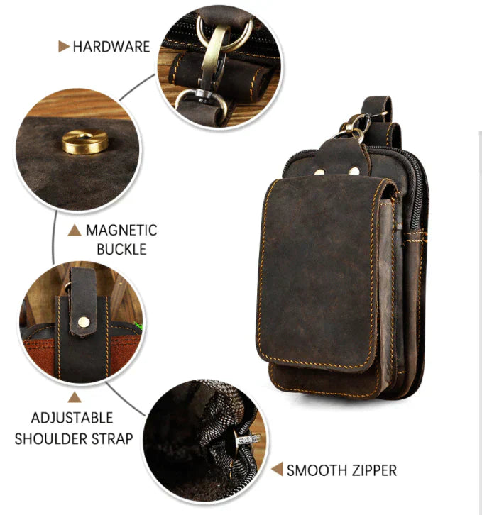 Veluxe Premium Leder Herren Bauchtasche – Stilvolle & sichere Gürteltasche für tägliche Essentials