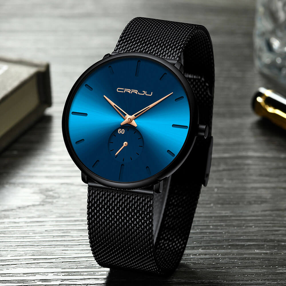 TechnoVibe Luxe: Elegante schwarze Edelstahl-Uhr – Zeitlose Eleganz, Modern & Minimalistisch