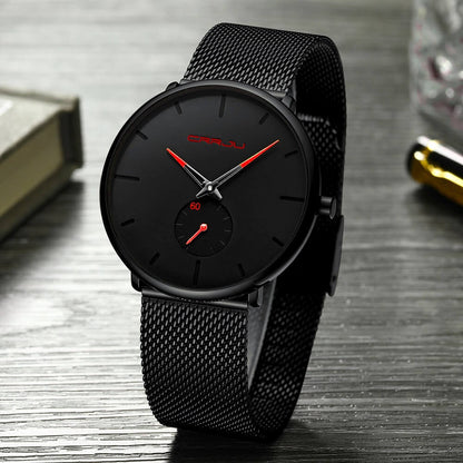 TechnoVibe Luxe: Elegante schwarze Edelstahl-Uhr – Zeitlose Eleganz, Modern & Minimalistisch