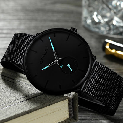 TechnoVibe Luxe: Elegante schwarze Edelstahl-Uhr – Zeitlose Eleganz, Modern & Minimalistisch