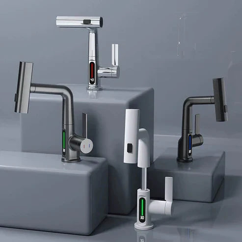Innovativer LED Wasserhahn mit 360°-Schwenkarm und Temperaturanzeige – Perfekt für Küche & Bad