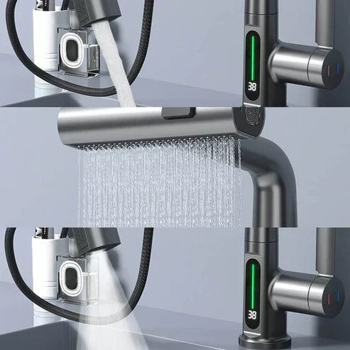 Innovativer LED Wasserhahn mit 360°-Schwenkarm und Temperaturanzeige – Perfekt für Küche & Bad
