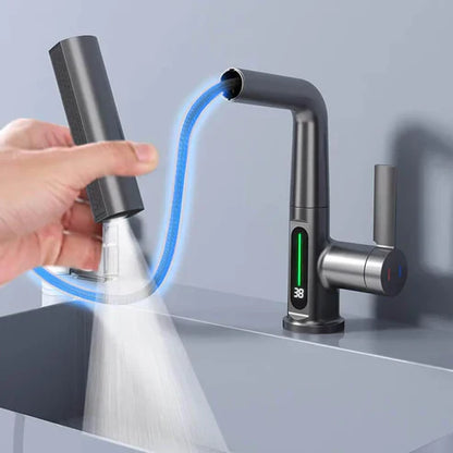 Innovativer LED Wasserhahn mit 360°-Schwenkarm und Temperaturanzeige – Perfekt für Küche & Bad