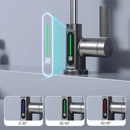 Innovativer LED Wasserhahn mit 360°-Schwenkarm und Temperaturanzeige – Perfekt für Küche & Bad