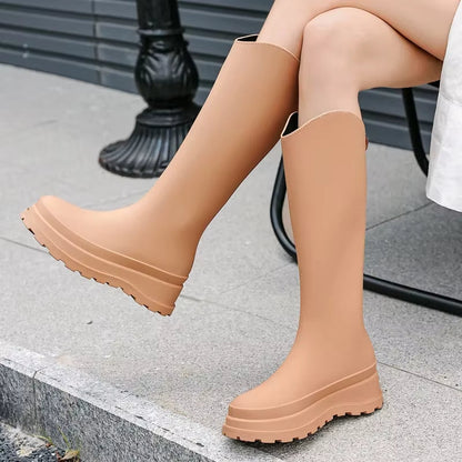 Wasserdichte Damen-Regenstiefel für den Herbst: Hohe Gummistiefel mit rutschfester Sohle für maximalen Komfort und Schutz