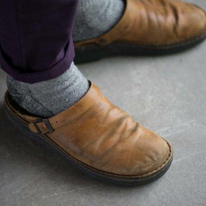 HW Herren Hausschuhe: Bequeme, rutschfeste Lederschuhe mit orthopädischer Unterstützung