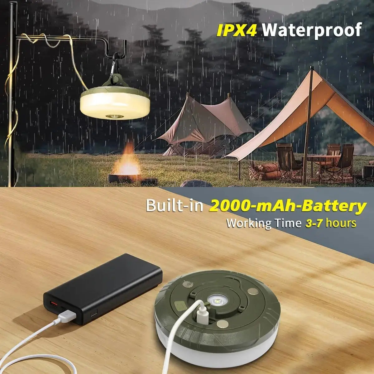 Vielseitige 4-in-1 Campinglaterne & Lichterkette – Tragbare Powerbank für ultimative Outdoor-Abenteuer