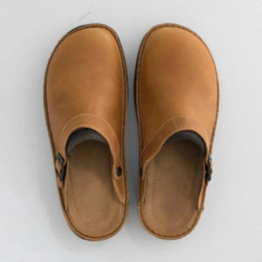 HW Herren Hausschuhe: Bequeme, rutschfeste Lederschuhe mit orthopädischer Unterstützung