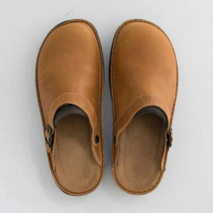 HW Herren Hausschuhe: Bequeme, rutschfeste Lederschuhe mit orthopädischer Unterstützung