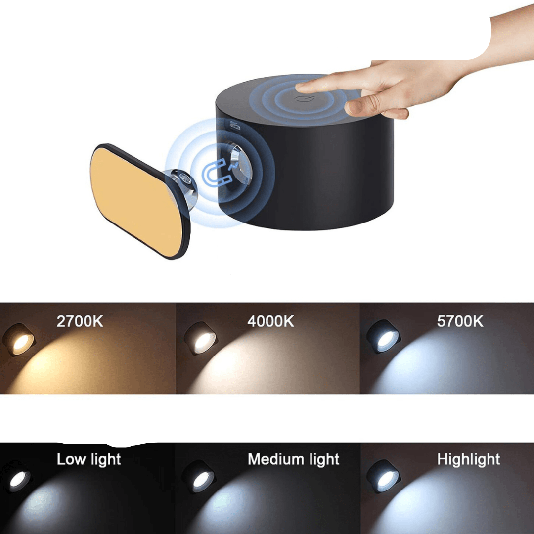 Glow360 Wandleuchte – Kabellos, wiederaufladbar, um 360° drehbar (2er-Set)