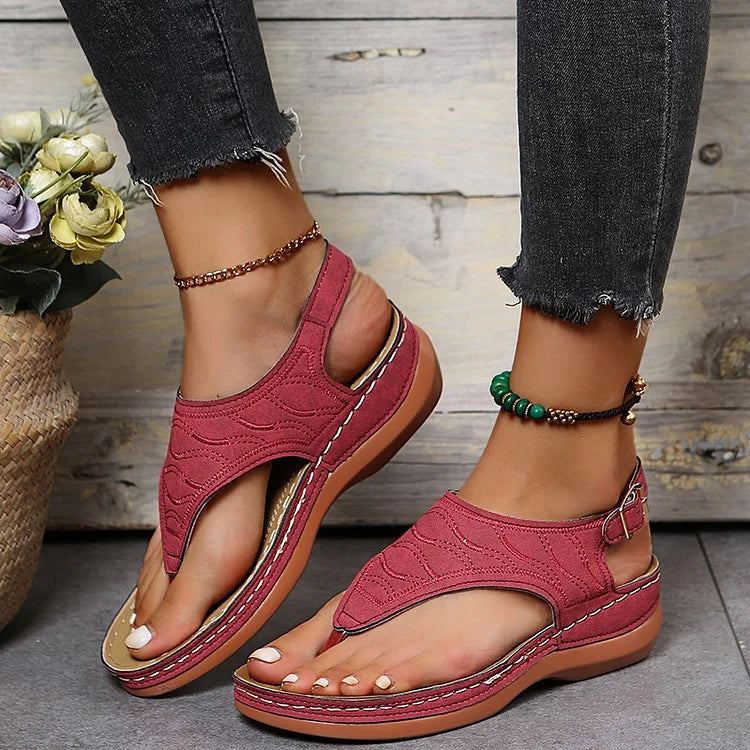 Damen Zehentrenner - Bequeme Sandalen mit Keilabsatz