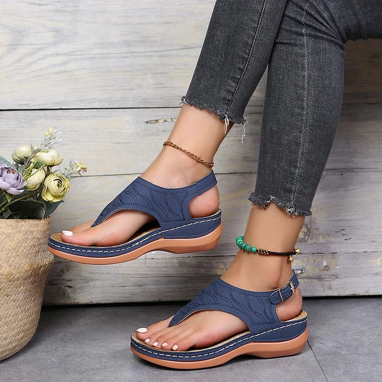 Damen Zehentrenner - Bequeme Sandalen mit Keilabsatz