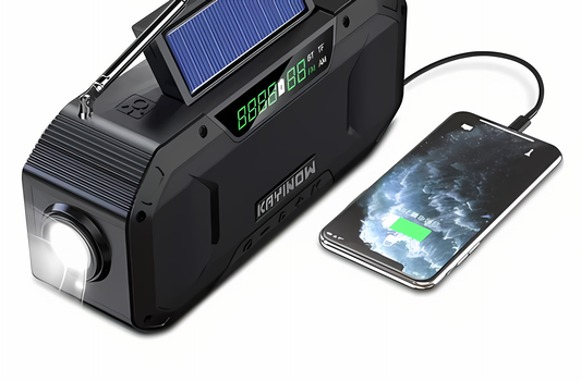 SolaireGuard Notfallradio AM/FM mit LED, Solar- und Kurbelladung, 5000mAh/10000mAh Powerbank, Leselicht, SOS-Alarm