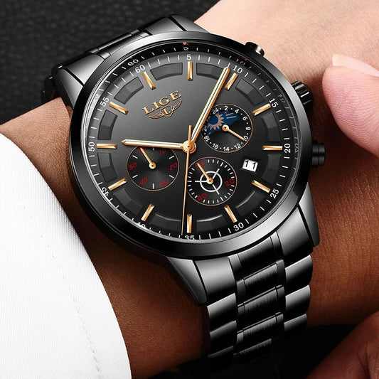 VanguardTime Militärische Schwarze Stahluhr – Zeitloser Luxus und taktischer Stil für Herren