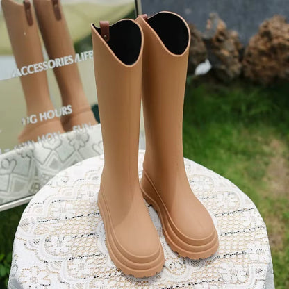 Wasserdichte Damen-Regenstiefel für den Herbst: Hohe Gummistiefel mit rutschfester Sohle für maximalen Komfort und Schutz