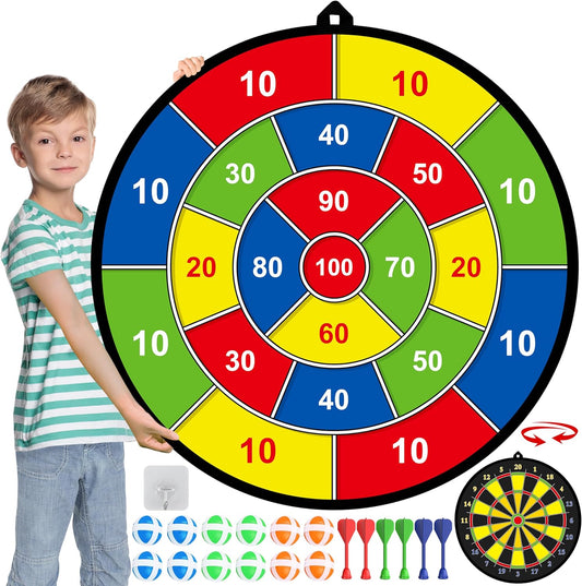 FunVenture Kinder Dartscheibe – Doppelseitiges Ziel mit sicheren Haftpfeilen für Indoor- & Outdoor-Spielspaß