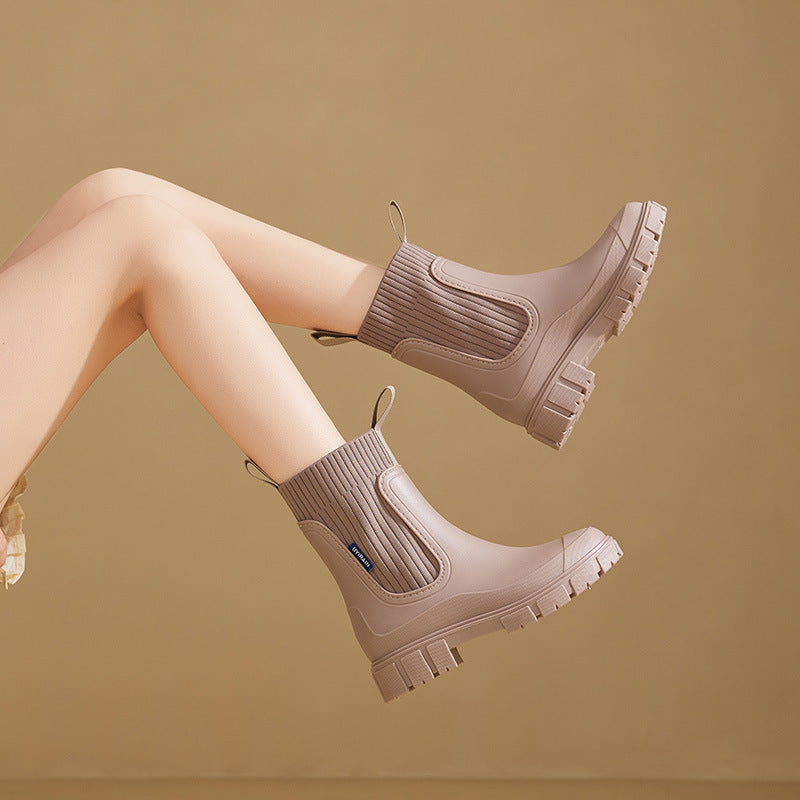 Warme Damen-Regenstiefel – Stilvolle, bequeme Mid-Calf-Gummistiefel für Herbst & Nasses Wetter