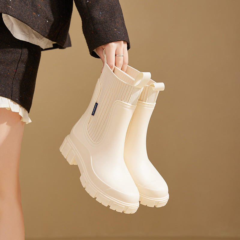 Warme Damen-Regenstiefel – Stilvolle, bequeme Mid-Calf-Gummistiefel für Herbst & Nasses Wetter