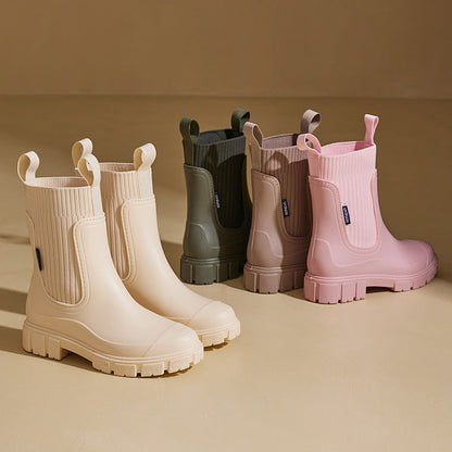 Warme Damen-Regenstiefel – Stilvolle, bequeme Mid-Calf-Gummistiefel für Herbst & Nasses Wetter