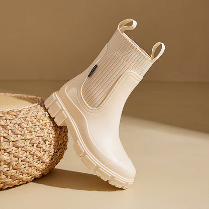 Warme Damen-Regenstiefel – Stilvolle, bequeme Mid-Calf-Gummistiefel für Herbst & Nasses Wetter