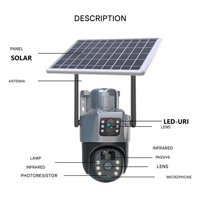 DualGuard Solar 4K Überwachungskamera mit 10-fach Zoom & 360° Schwenk-Neige-Funktion | Kristallklares 4K Ultra HD, Nachtsicht, Zwei-Wege-Audio, IP66 Wetterfest