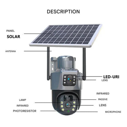 DualGuard Solar 4K Überwachungskamera mit 10-fach Zoom & 360° Schwenk-Neige-Funktion | Kristallklares 4K Ultra HD, Nachtsicht, Zwei-Wege-Audio, IP66 Wetterfest