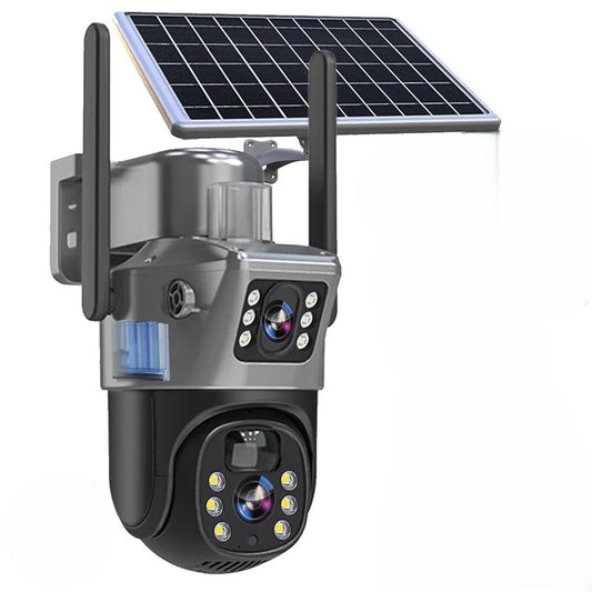 DualGuard Solar 4K Überwachungskamera mit 10-fach Zoom & 360° Schwenk-Neige-Funktion | Kristallklares 4K Ultra HD, Nachtsicht, Zwei-Wege-Audio, IP66 Wetterfest