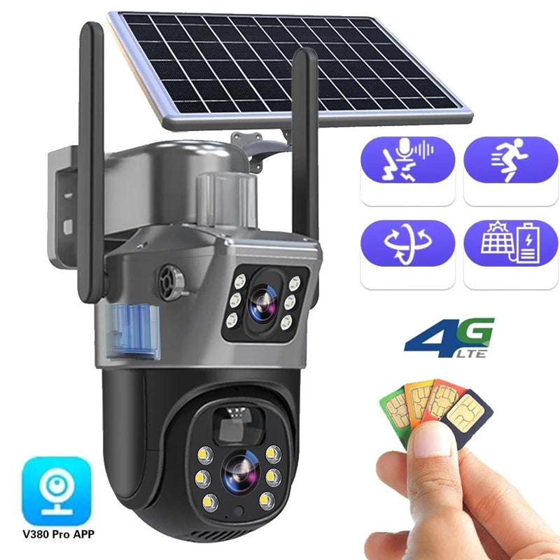 DualGuard Solar 4K Überwachungskamera mit 10-fach Zoom & 360° Schwenk-Neige-Funktion | Kristallklares 4K Ultra HD, Nachtsicht, Zwei-Wege-Audio, IP66 Wetterfest