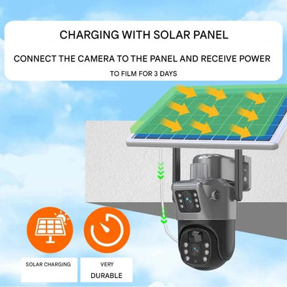 DualGuard Solar 4K Überwachungskamera mit 10-fach Zoom & 360° Schwenk-Neige-Funktion | Kristallklares 4K Ultra HD, Nachtsicht, Zwei-Wege-Audio, IP66 Wetterfest