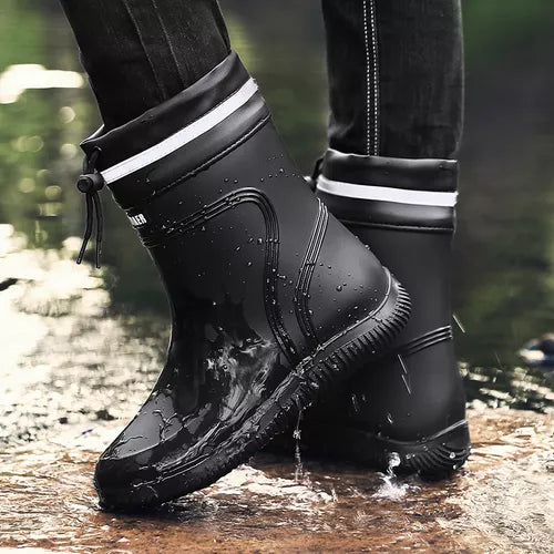 Warme wasserdichte Herren-Gummistiefel mit Plüschfutter – Isolierte Regenboots für nasse Herbsttage