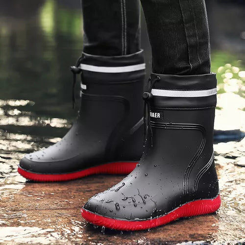 Warme wasserdichte Herren-Gummistiefel mit Plüschfutter – Isolierte Regenboots für nasse Herbsttage