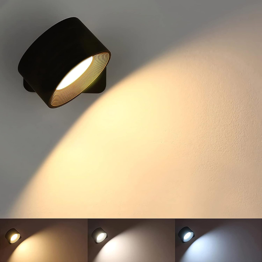 Glow360 Wandleuchte – Kabellos, wiederaufladbar, um 360° drehbar (2er-Set)