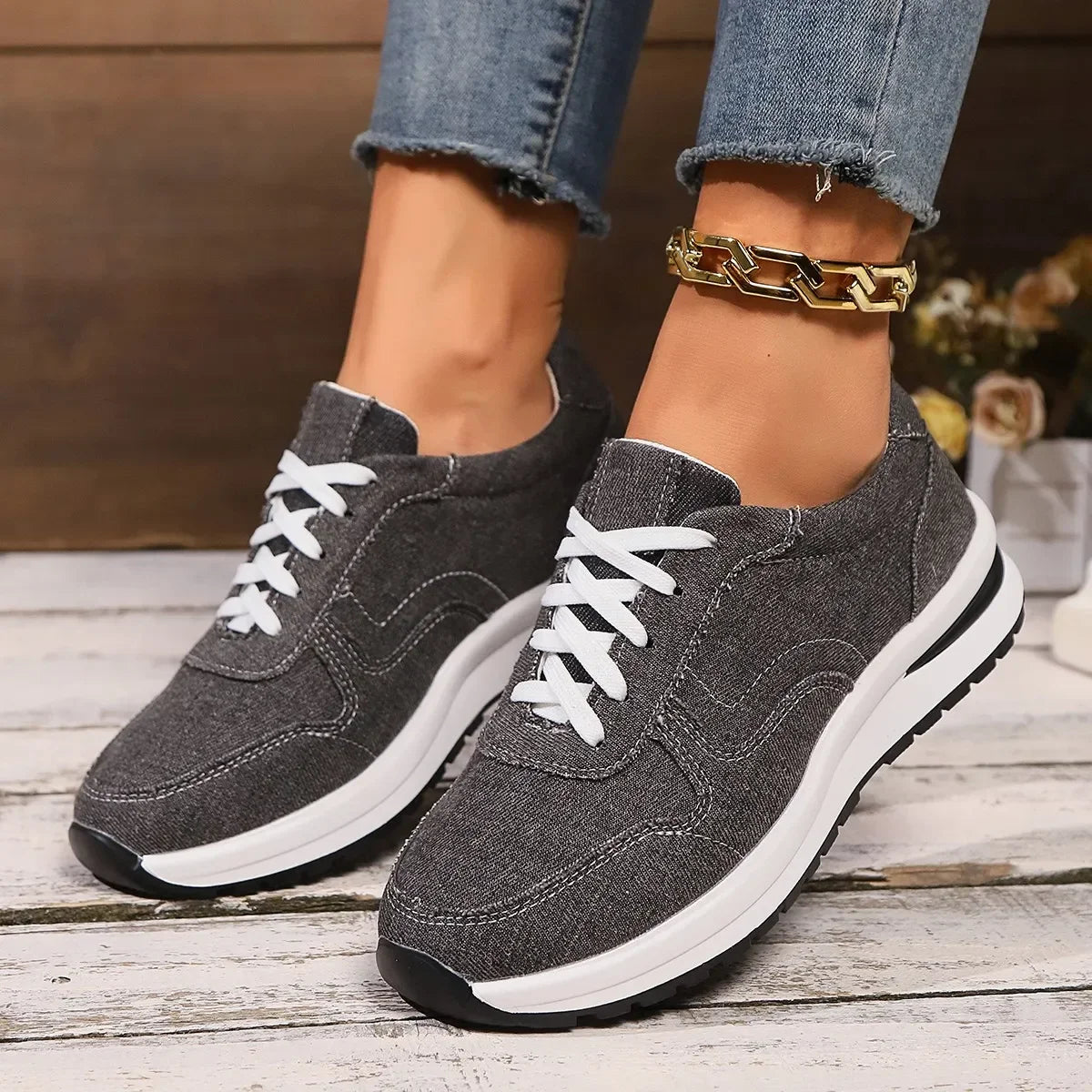 Damen Canvas Sneaker - Bequeme Stoffschuhe mit Komfortsohle