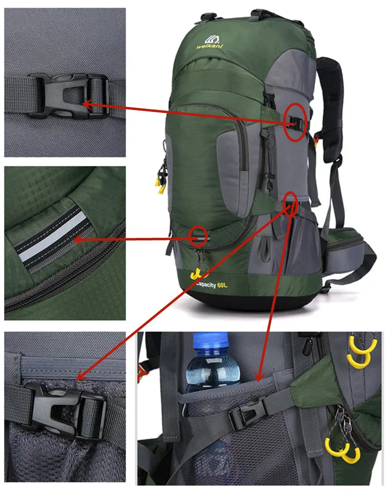 AdventurePro 60L Wasserdichter Wanderrucksack – Robuster Outdoor-Reise- & Trekkingrucksack