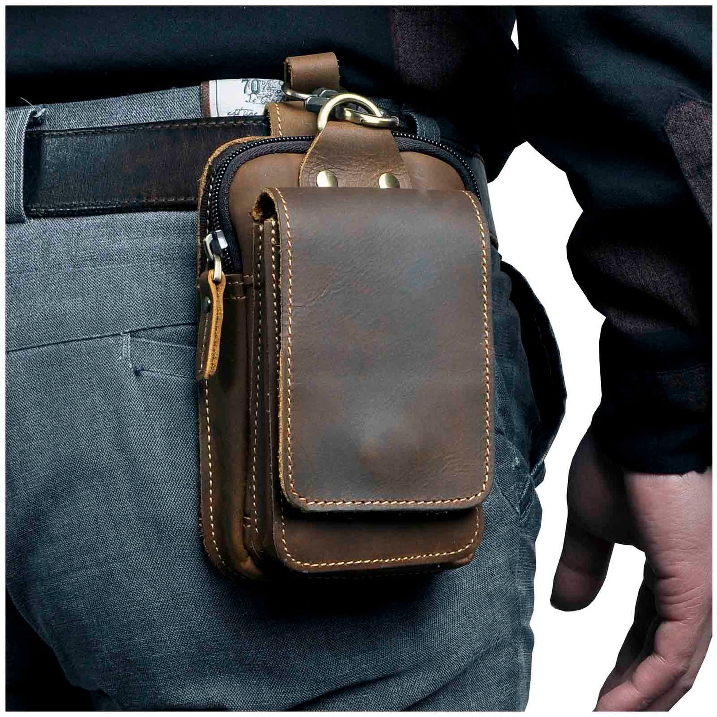 Veluxe Premium Leder Herren Bauchtasche – Stilvolle & sichere Gürteltasche für tägliche Essentials