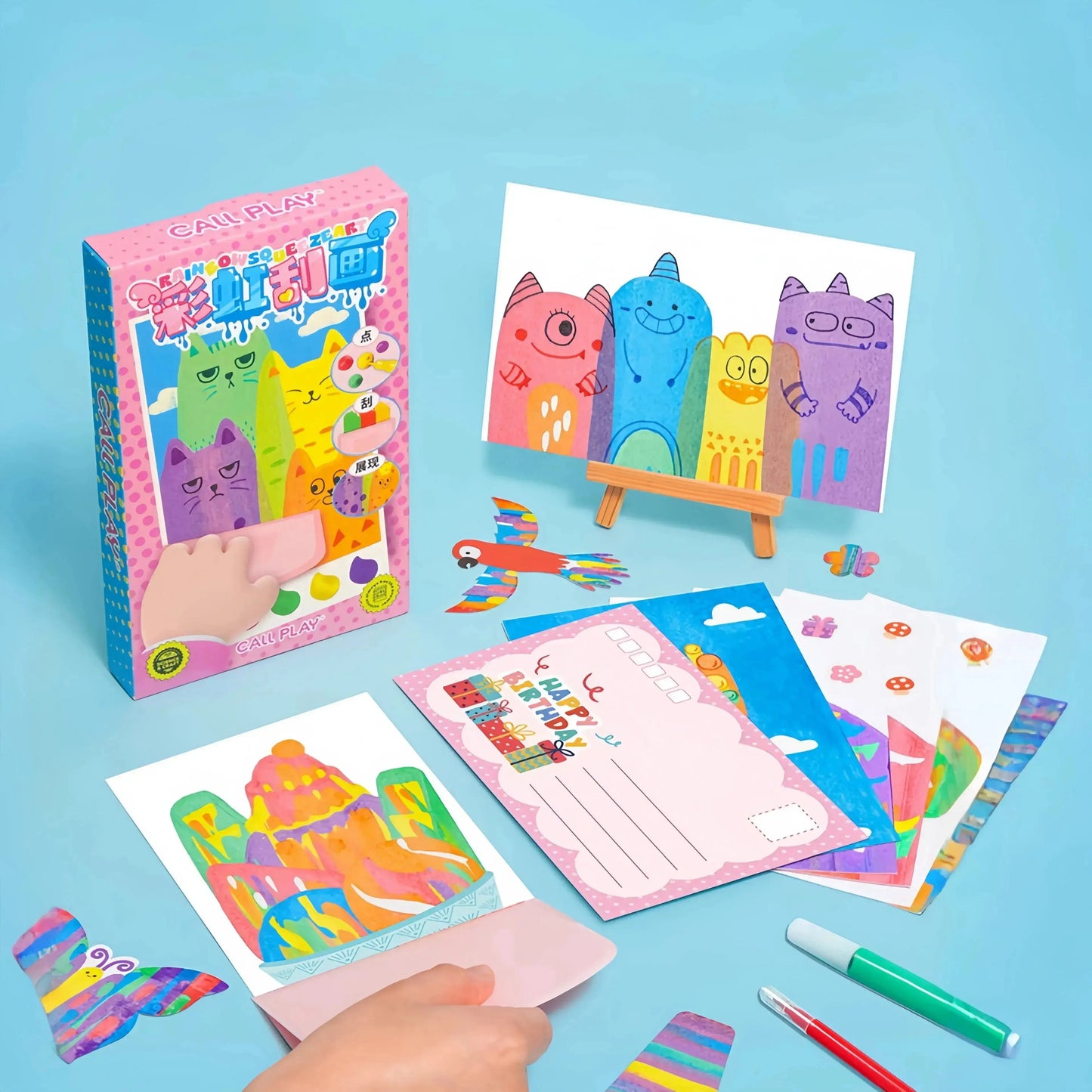 Magisches Kratzbild-Set für Kinder – Farbenfroher Kreativspaß ohne Sauerei