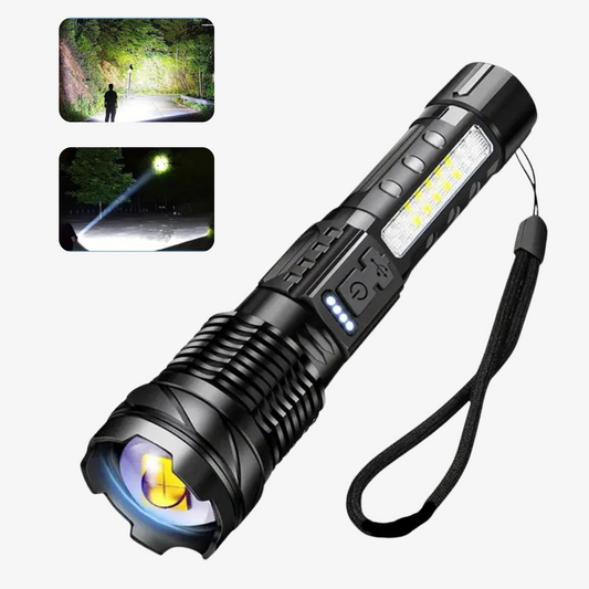 Militärtaugliche Outdoor-Taschenlampe – 5000 Lumen ultrahelle LED-Taschenlampe für Wintercamping, Wandern und Überlebensabenteuer
