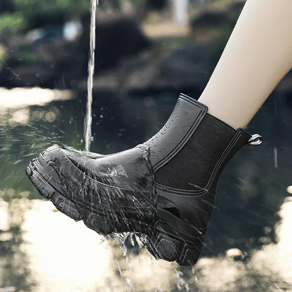 Modische Damen Chelsea Gummistiefel – Elegante Plateau-Regenstiefel für den Herbst