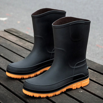 Robuste Herren-Gummistiefel für den Herbst – Wasserdichte Mittelhohe PVC-Stiefel mit rutschfester Sohle für maximalen Komfort und Halt