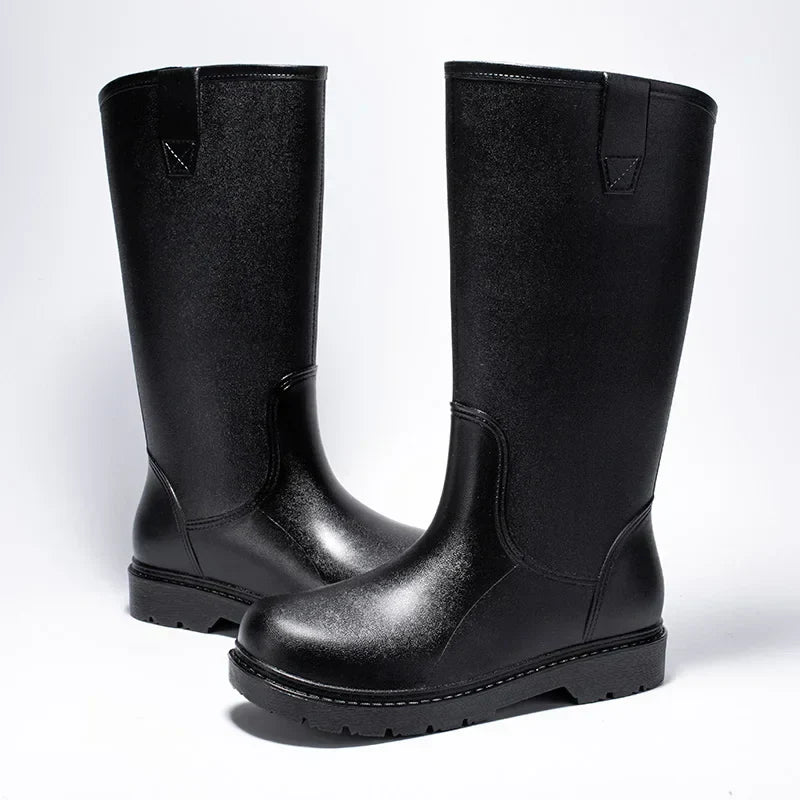 Herren Wasserdichte Mid-Calf PVC Regen Stiefel – Rutschfeste Sohle für den Herbst
