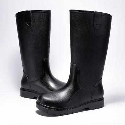 Herren Wasserdichte Mid-Calf PVC Regen Stiefel – Rutschfeste Sohle für den Herbst