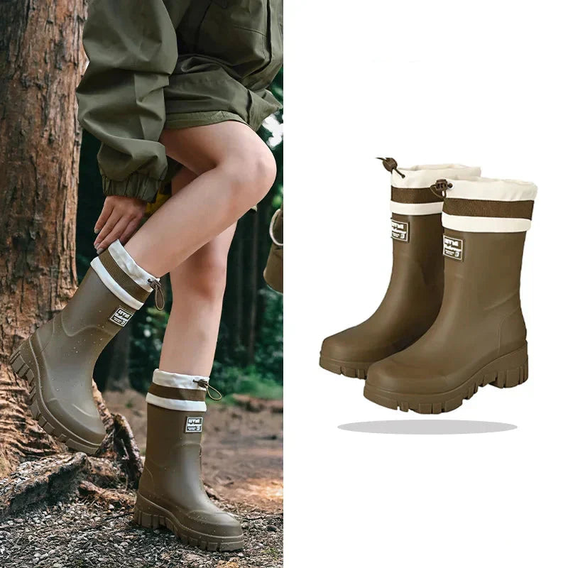 Elegante Damen-Retro-Gummistiefel – Wasserdichte & rutschfeste Stiefel für den Herbst