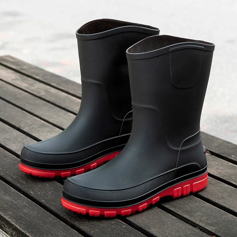 Robuste Herren-Gummistiefel für den Herbst – Wasserdichte Mittelhohe PVC-Stiefel mit rutschfester Sohle für maximalen Komfort und Halt