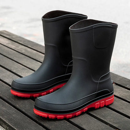 Robuste Herren-Gummistiefel für den Herbst – Wasserdichte Mittelhohe PVC-Stiefel mit rutschfester Sohle für maximalen Komfort und Halt